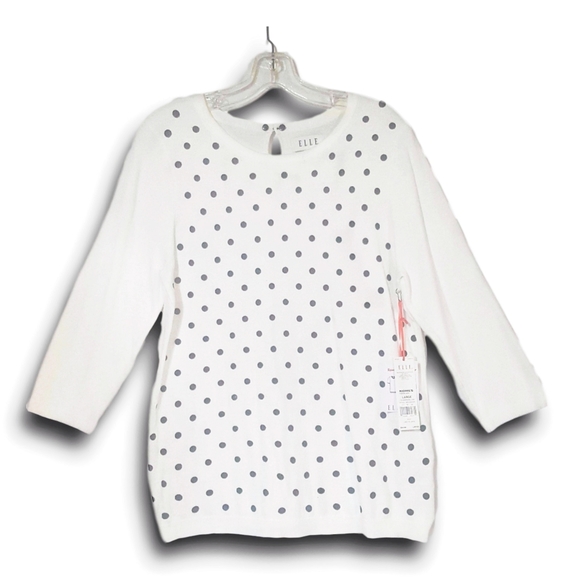 Elle Sweaters - Polka Dot Scoop Neck Sweater Elle